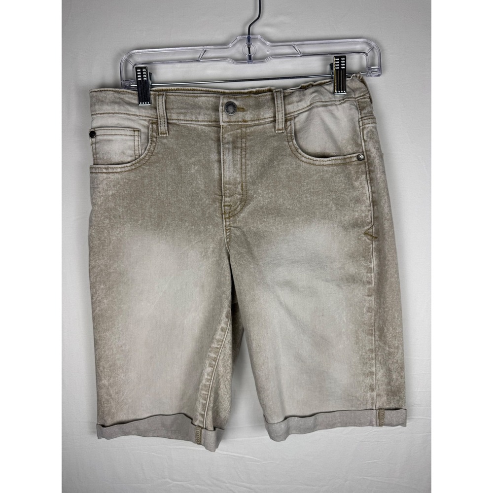 Art Class Girls Beige Acid Wash Denim Shorts Size 16 XL Adjustable Waist Summer